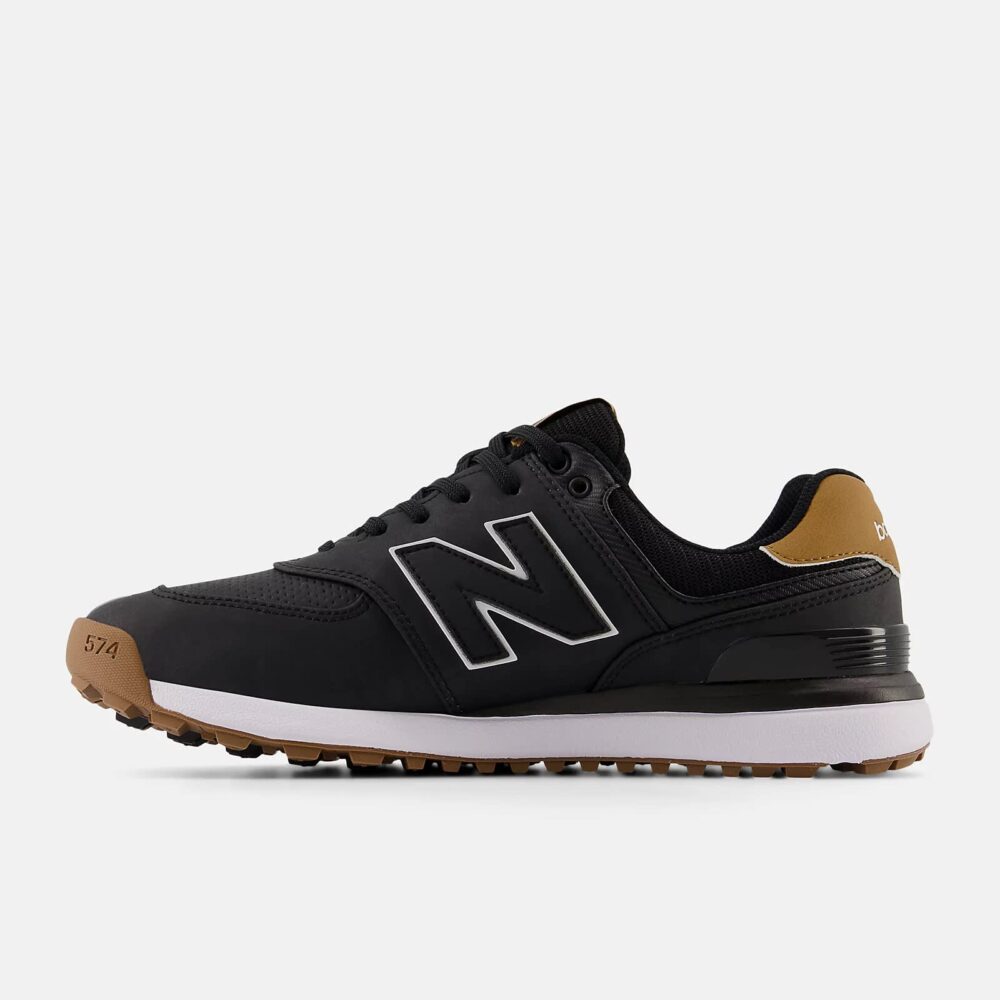 New Balance 574 Green V2 Spikeless Shoes - Black/Gum - Image 3