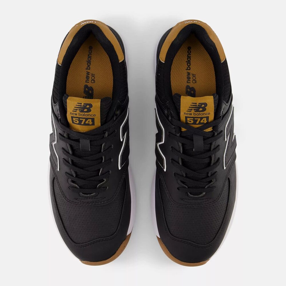 New Balance 574 Green V2 Spikeless Shoes - Black/Gum - Image 4
