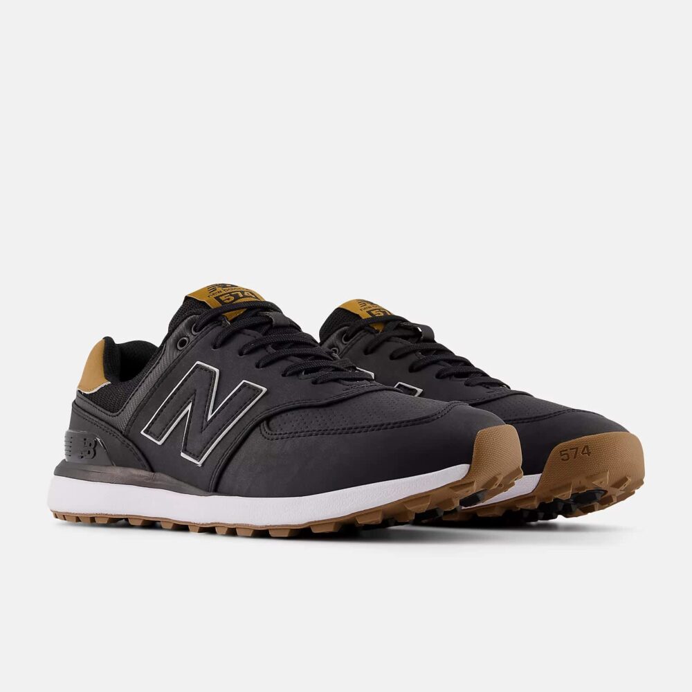 New Balance 574 Green V2 Spikeless Shoes - Black/Gum - Image 2