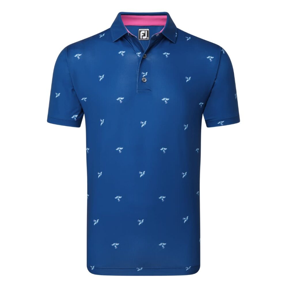 FootJoy 24 Thistle Print Lisle Polo - Deep Blue