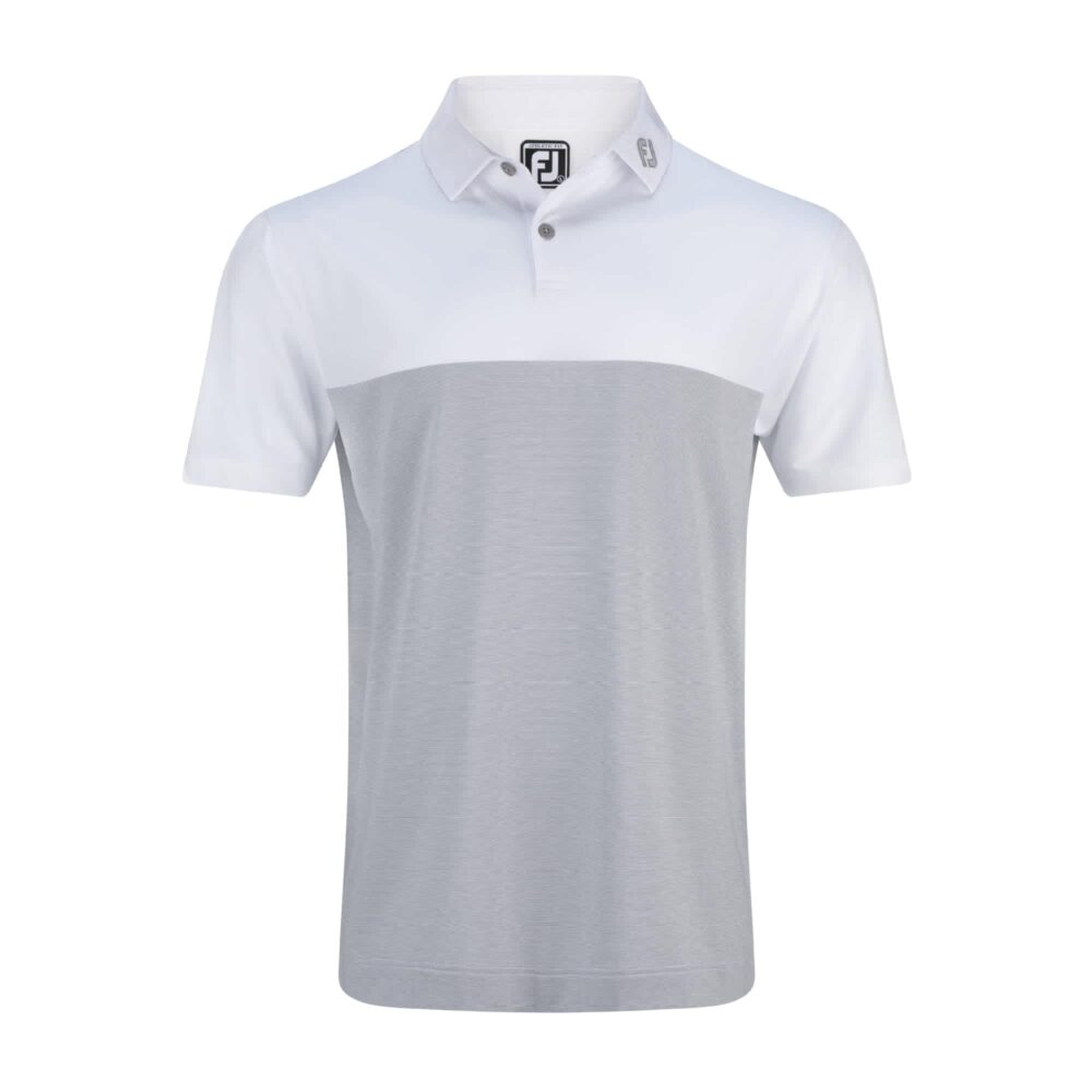 Footjoy 25 Lisle Tonal Block Polo - White / Grey