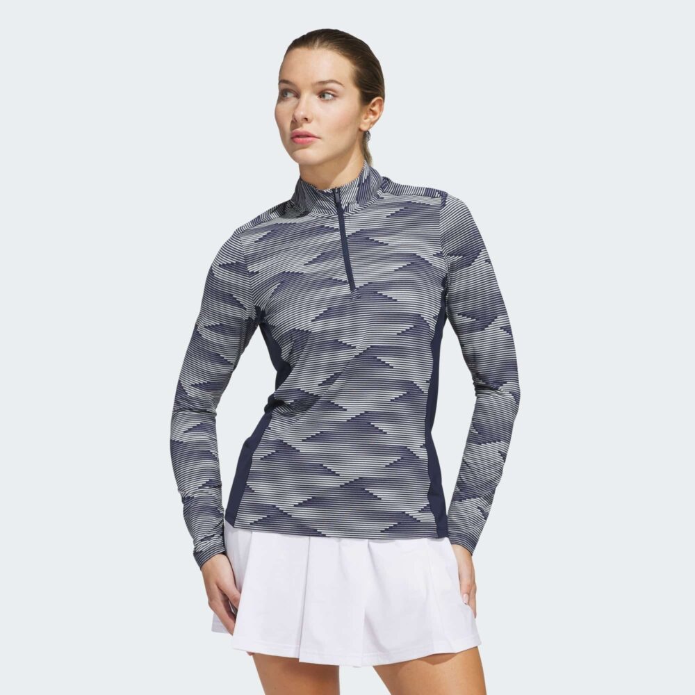 Adidas Women's Ultimate Printed Quarter Zip - Collegiate Navy - Image 2