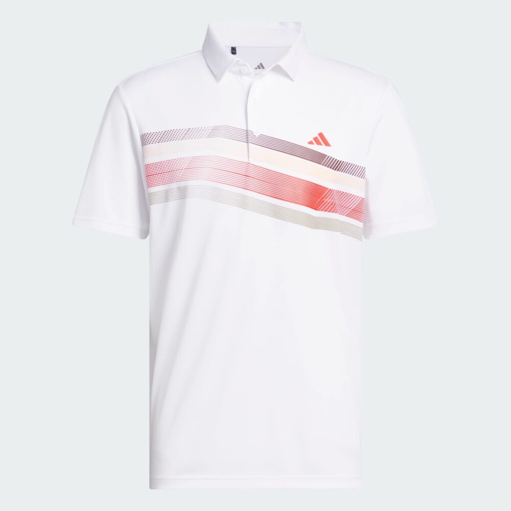 Adidas Core Chest Stripe Polo - White / Pure Ruby