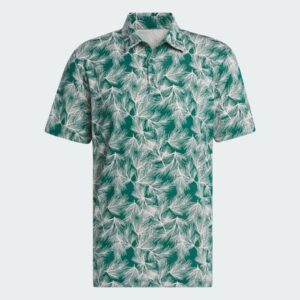 Adidas Ultimate365 Mesh Print Polo Shirt - Collegiate Green / Sandy Pink