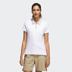 Adidas Women's Ultimate365 Gingham Short Sleeve Polo - White