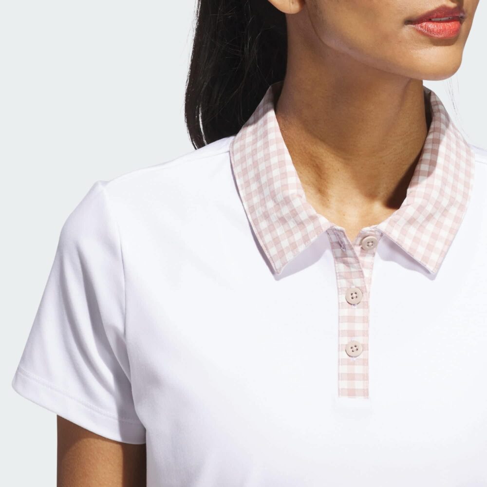 Adidas Women's Ultimate365 Gingham Short Sleeve Polo - White - Image 6