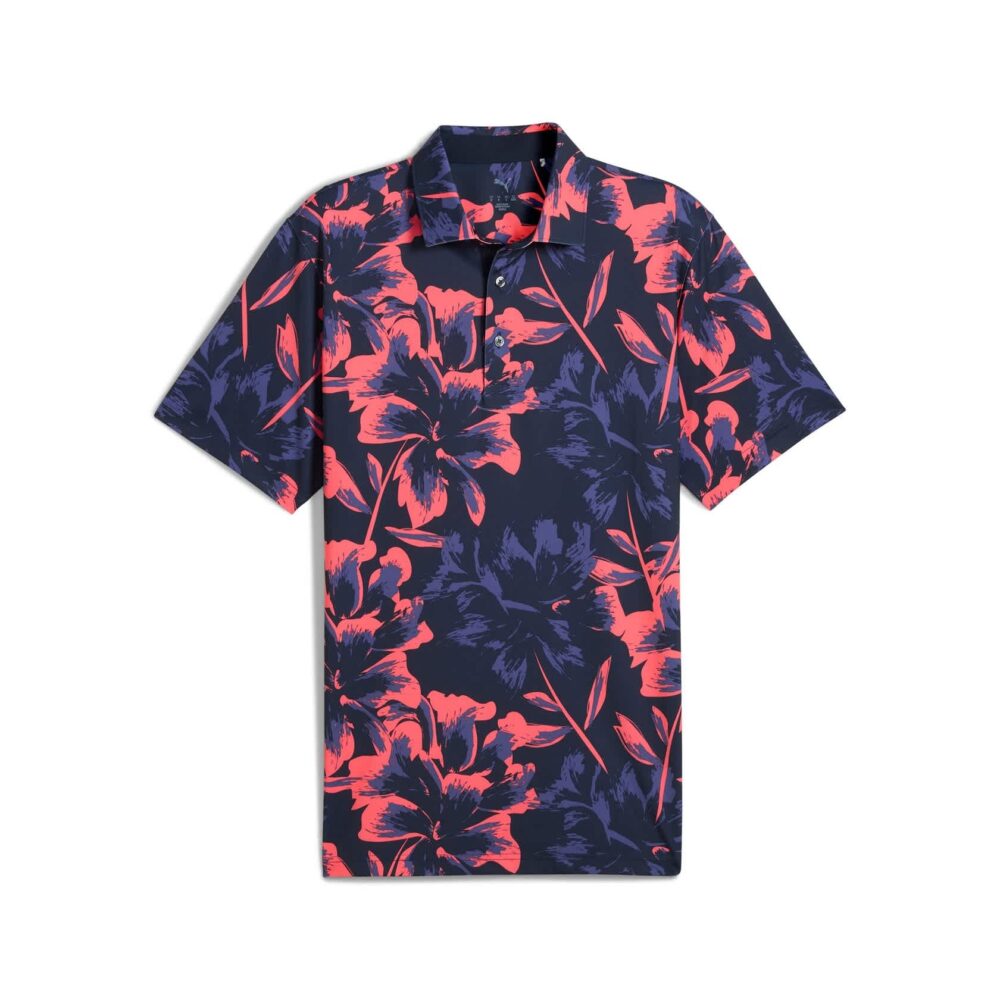 Puma MATTR Broken Flower Polo - Deep Navy / Peach - Image 5
