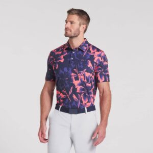 Puma MATTR Broken Flower Polo - Deep Navy / Peach