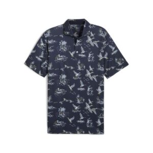 Puma MATTR Flock Polo  - Deep Navy / Pele Yellow