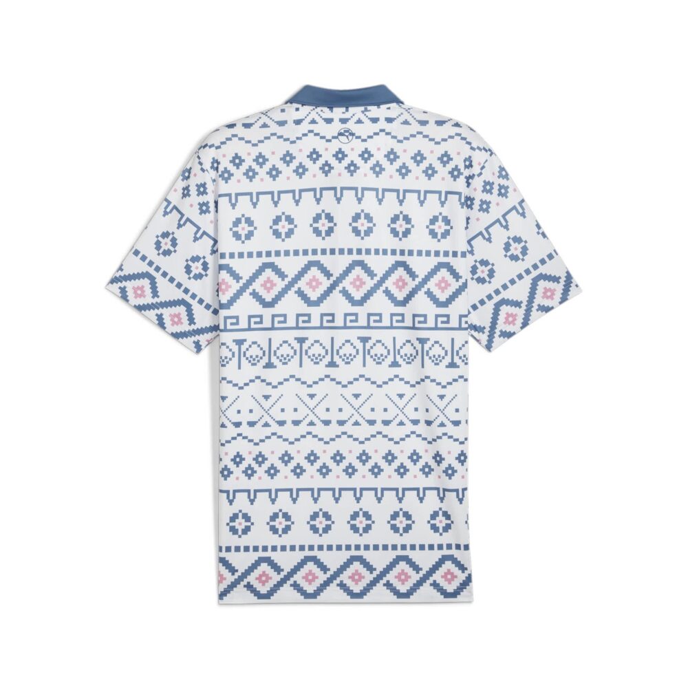Puma Fair Isle Print Polo - White Glow / Blue Horizon - Image 2