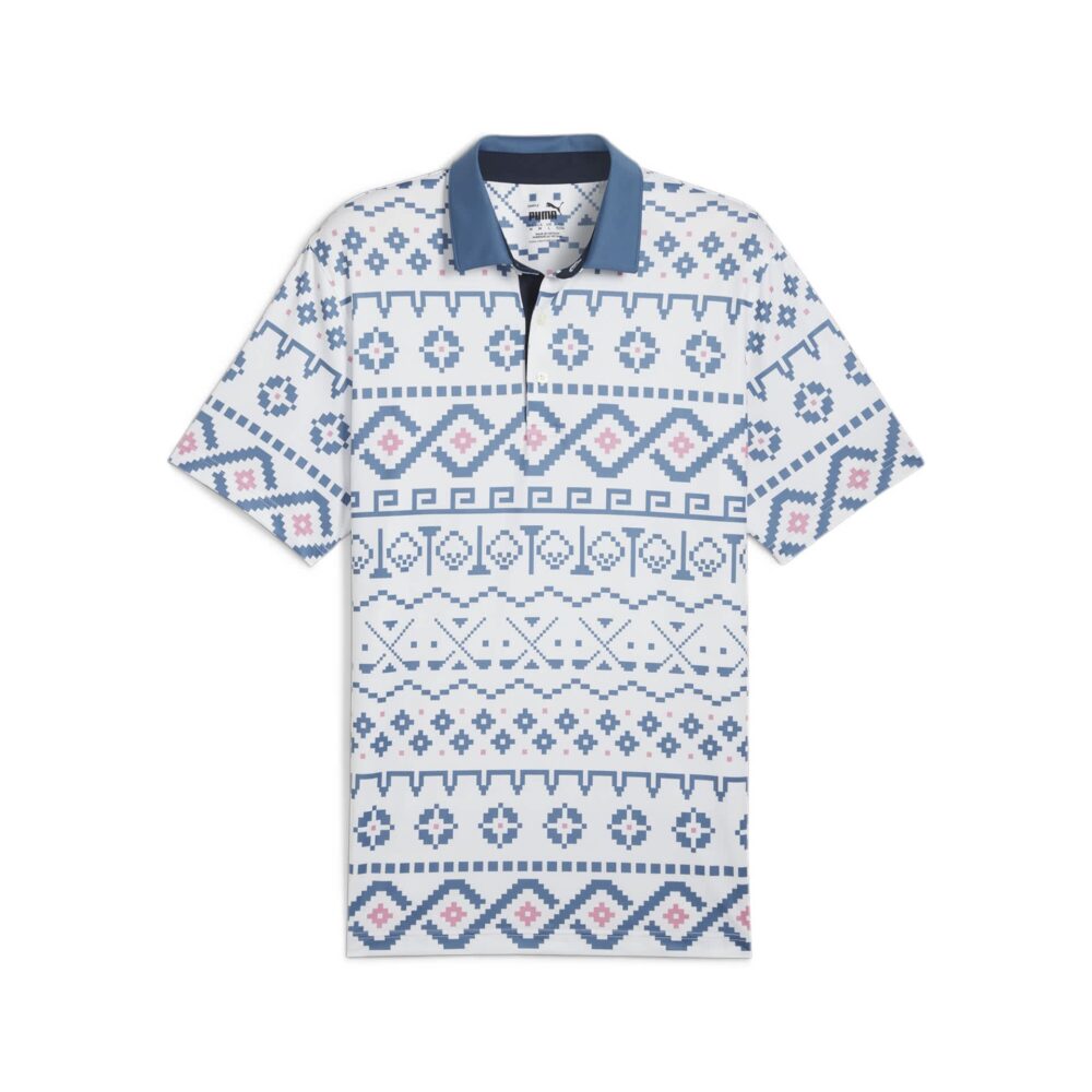 Puma Fair Isle Print Polo - White Glow / Blue Horizon