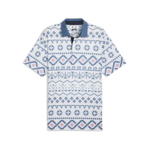 Puma Fair Isle Print Polo - White Glow / Blue Horizon