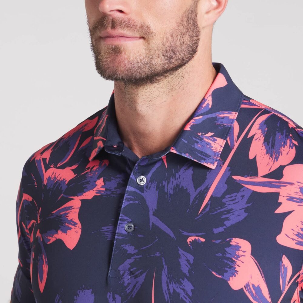 Puma MATTR Broken Flower Polo - Deep Navy / Peach - Image 4