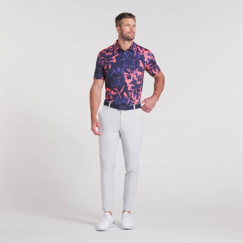 Puma MATTR Broken Flower Polo - Deep Navy / Peach - Image 3
