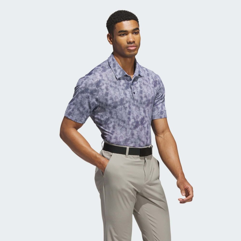 Adidas Ultimate365 Textured Print Polo Shirt - Collegiate Navy / White - Image 5