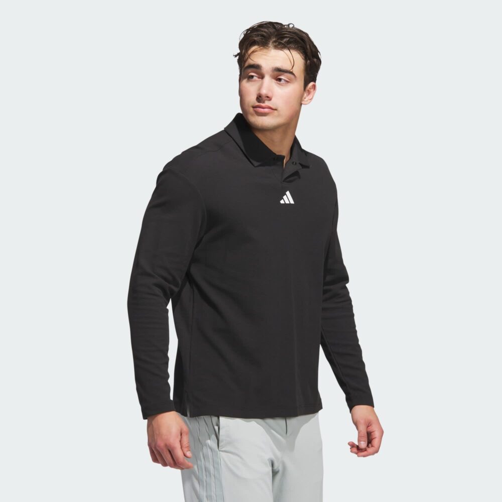 Adidas Beyond Loose Fit Long Sleeve Polo - Black - Image 3