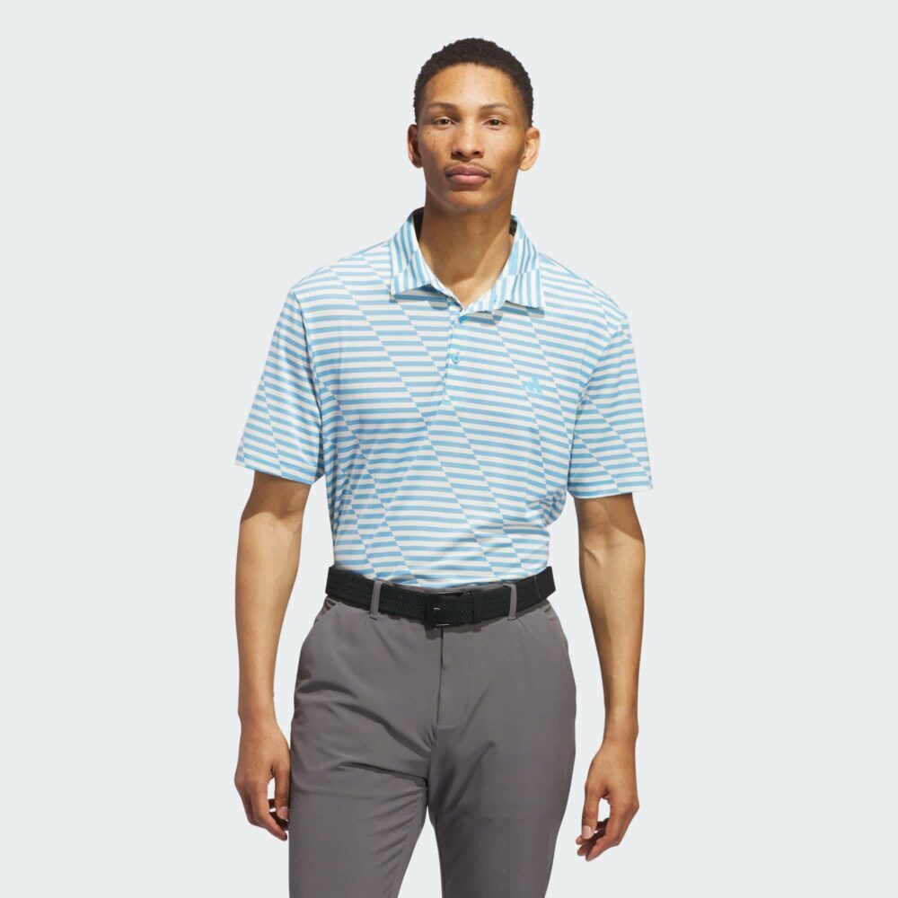 Adidas Mesh Print Polo - Semi Blue Burst/Ivory - Image 2