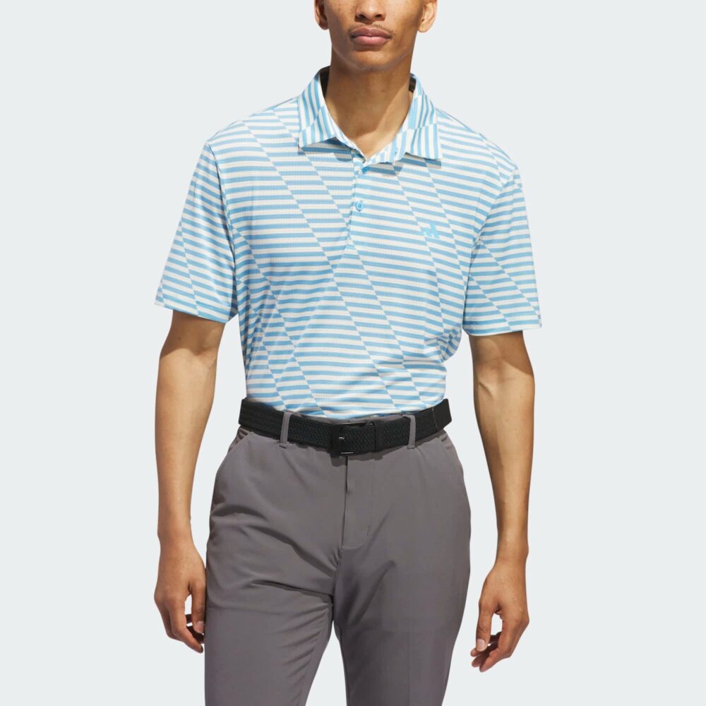 Adidas Mesh Print Polo - Semi Blue Burst/Ivory - Image 3