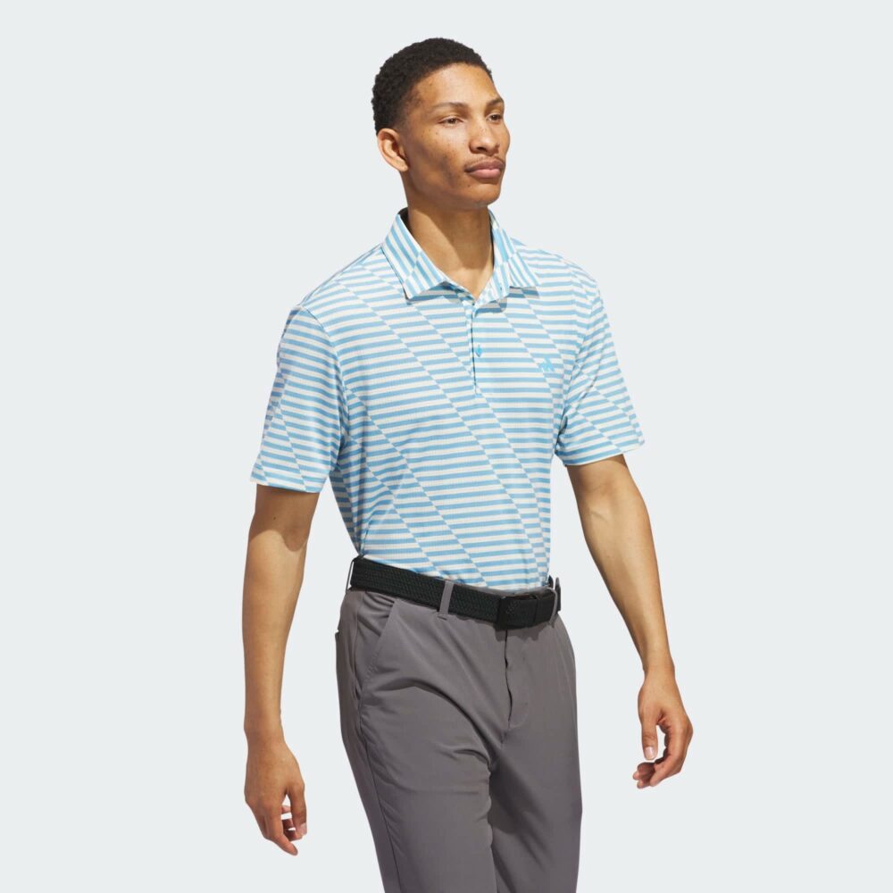 Adidas Mesh Print Polo - Semi Blue Burst/Ivory - Image 5