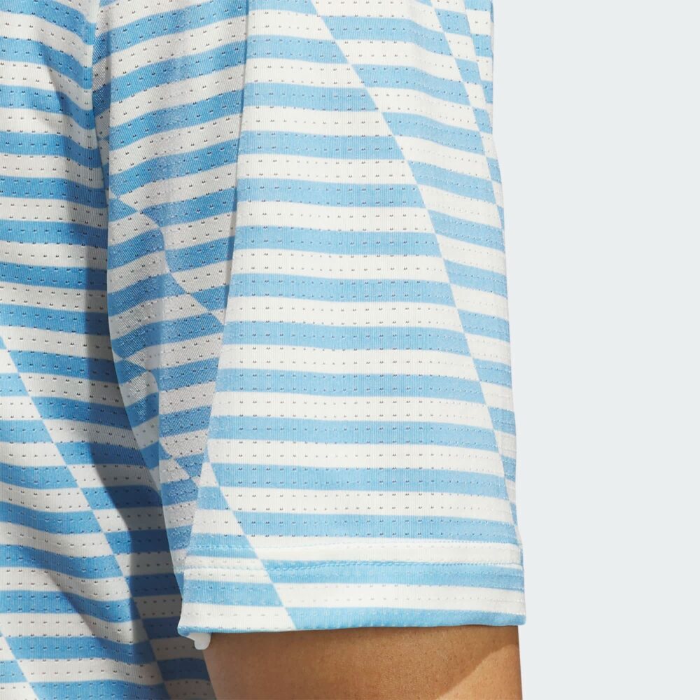 Adidas Mesh Print Polo - Semi Blue Burst/Ivory - Image 7