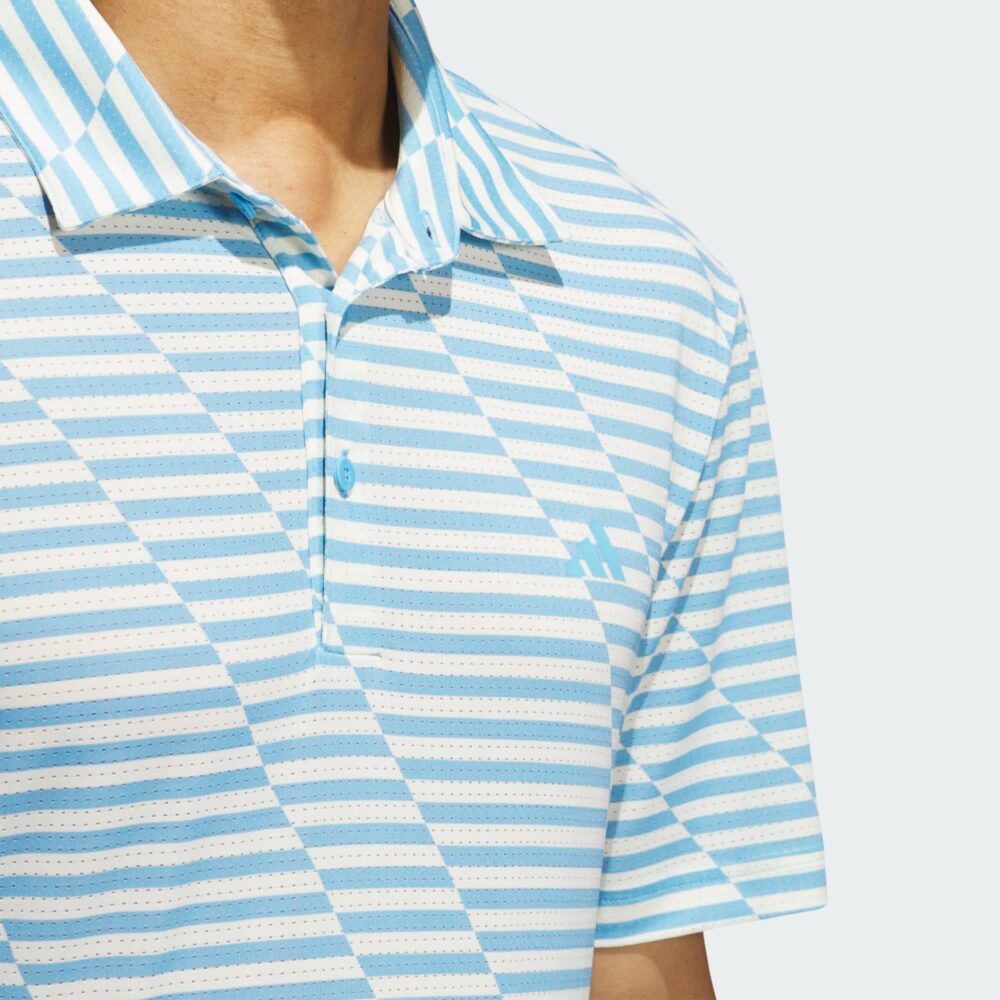 Adidas Mesh Print Polo - Semi Blue Burst/Ivory - Image 8