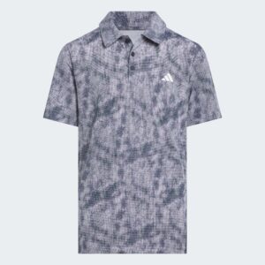 Adidas Boy's Performance Textured Print Polo - Collegiate Navy / White