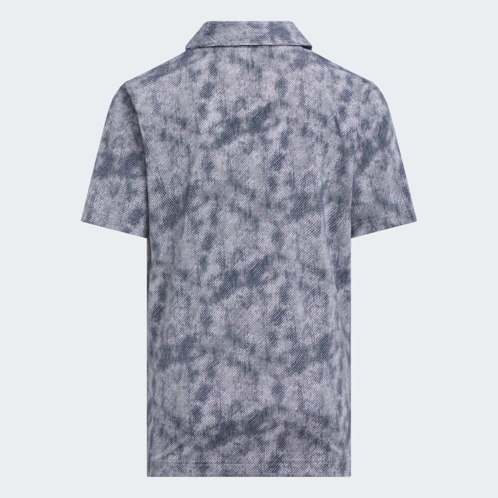 Adidas Boy's Performance Textured Print Polo - Collegiate Navy / White - Image 2