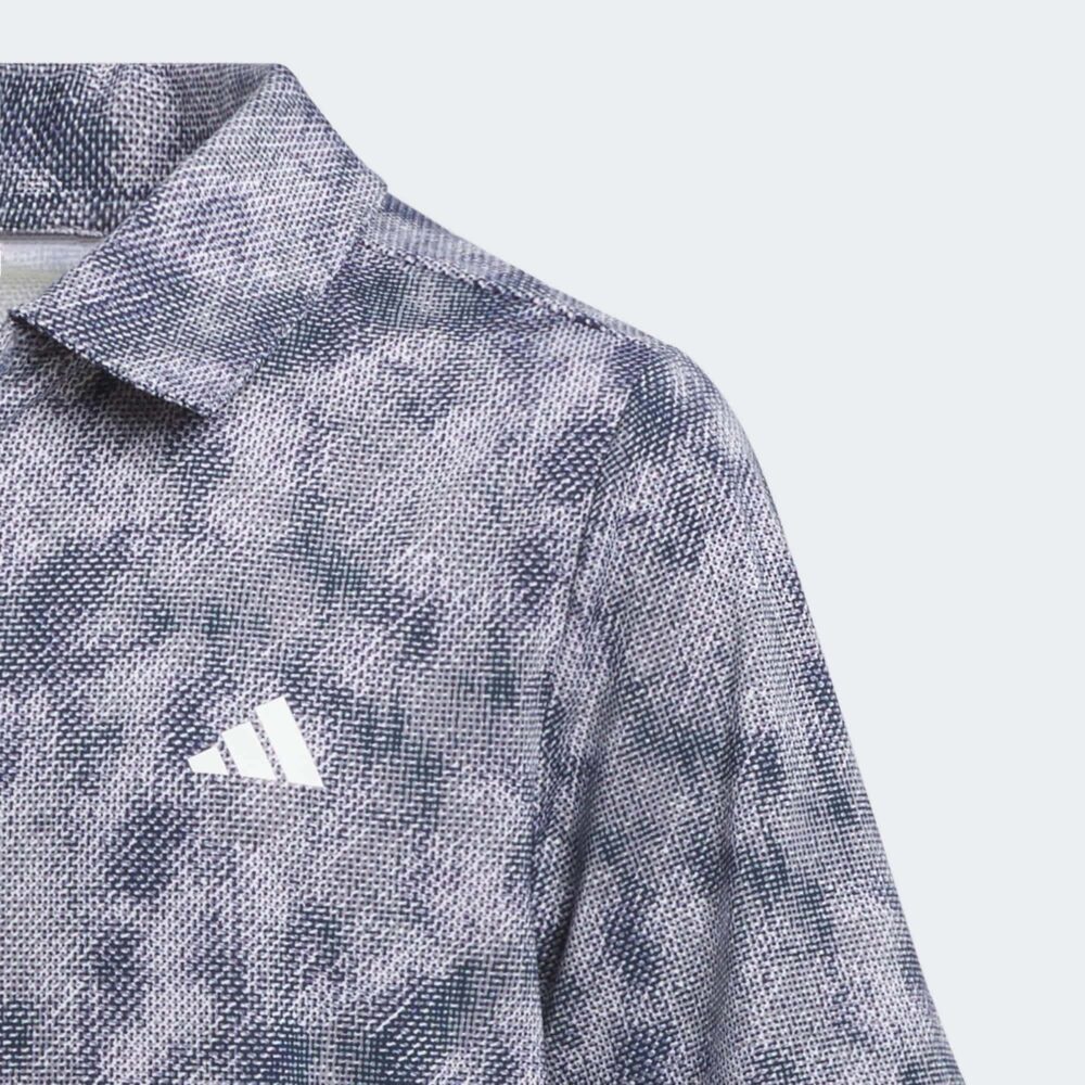 Adidas Boy's Performance Textured Print Polo - Collegiate Navy / White - Image 3