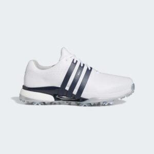 Adidas 24 Tour 360 Boost Golf Shoes - Cloud White / Collegiate Navy / Silver Metallic