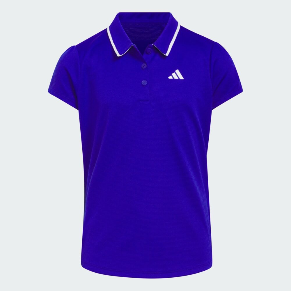 Adidas Junior Girls 3 Stripe Polo - Lucid Blue