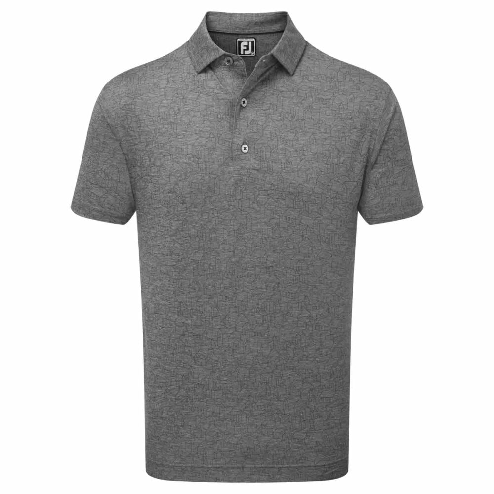 Footjoy 25 Scottish Town Print Polo - Heather Charcoal / Black