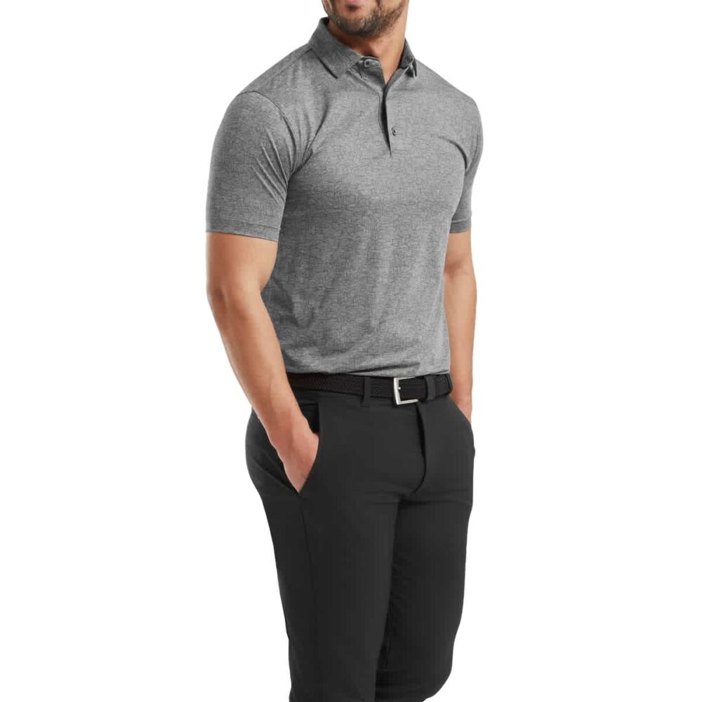 Footjoy 25 Scottish Town Print Polo - Heather Charcoal / Black - Image 2