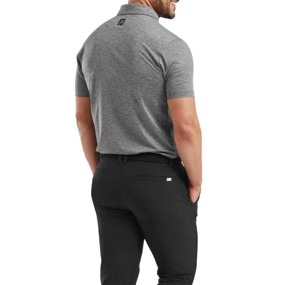 Footjoy 25 Scottish Town Print Polo - Heather Charcoal / Black - Image 3