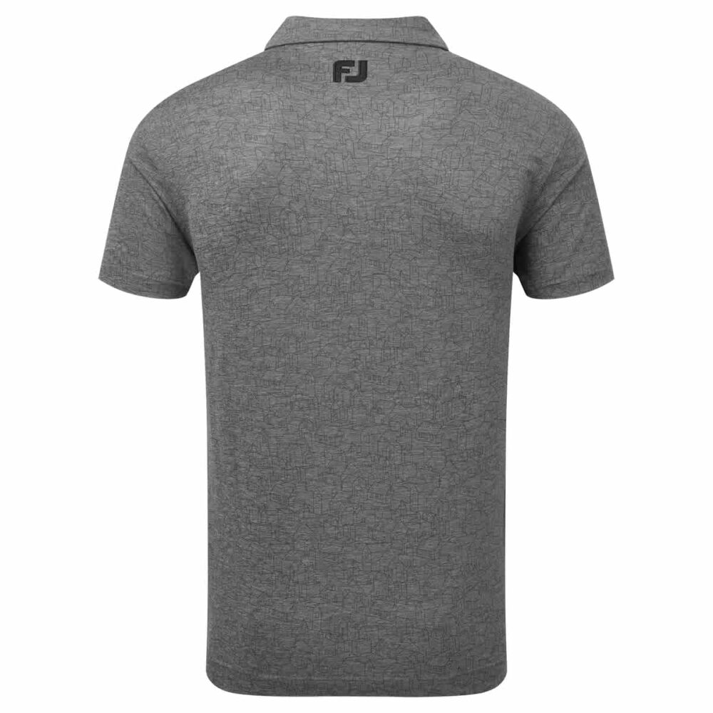 Footjoy 25 Scottish Town Print Polo - Heather Charcoal / Black - Image 4