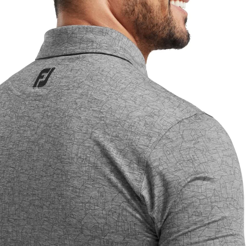 Footjoy 25 Scottish Town Print Polo - Heather Charcoal / Black - Image 5
