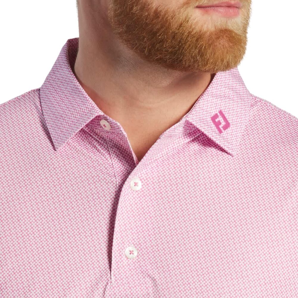 Footjoy 25 Pinwheel Print Polo - Pink / White - Image 4