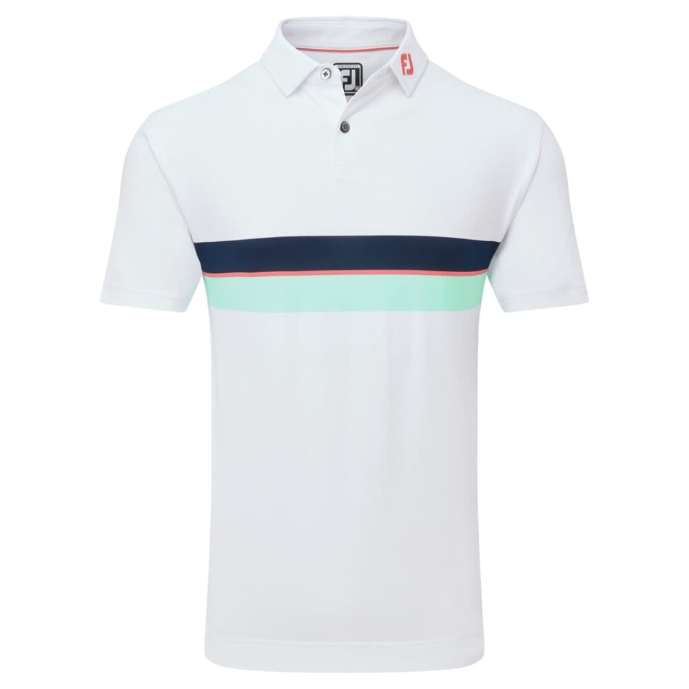Footjoy 25 Double Chest Band Stretch Pique Polo - White