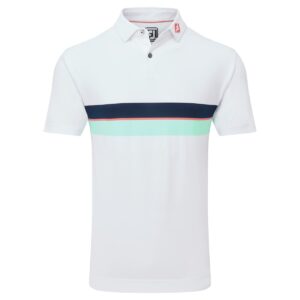 Footjoy 25 Double Chest Band Stretch Pique Polo - White