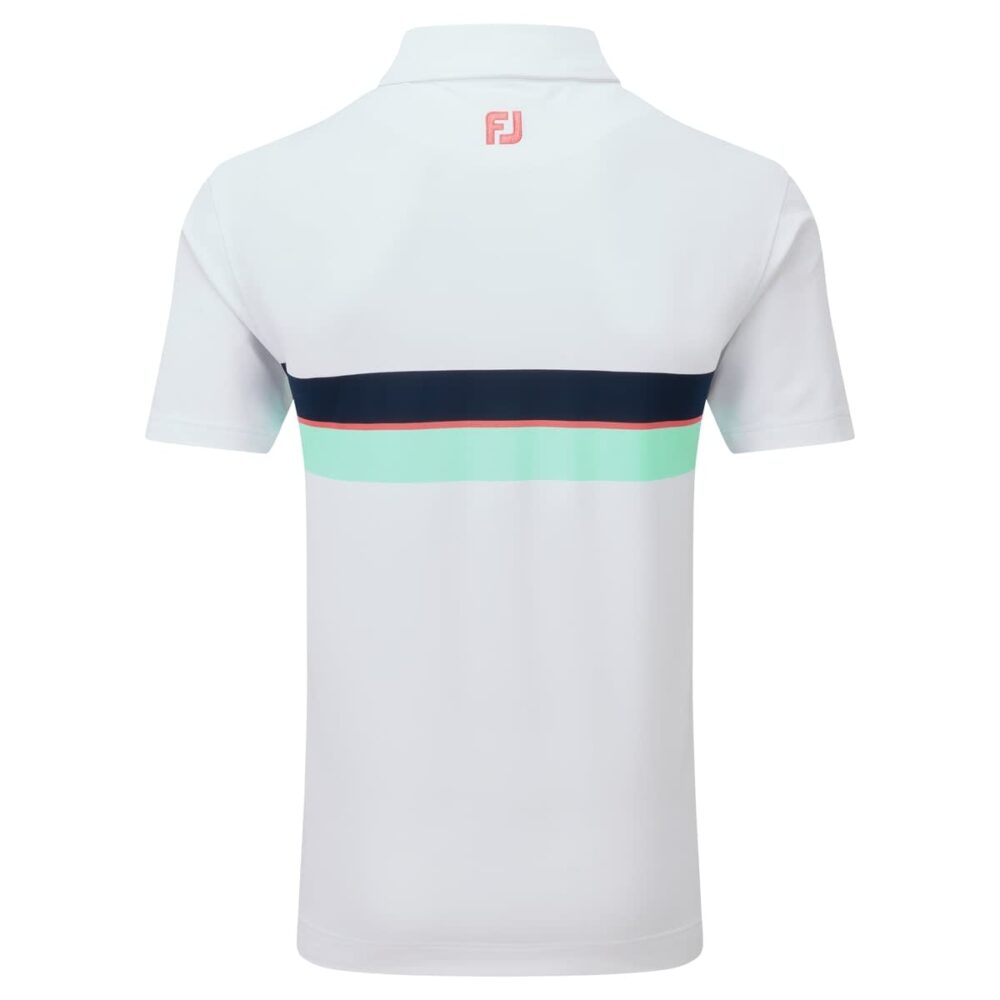 Footjoy 25 Double Chest Band Stretch Pique Polo - White - Image 4