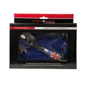 Brand Fusion Deluxe Golf Towel & Brush Set