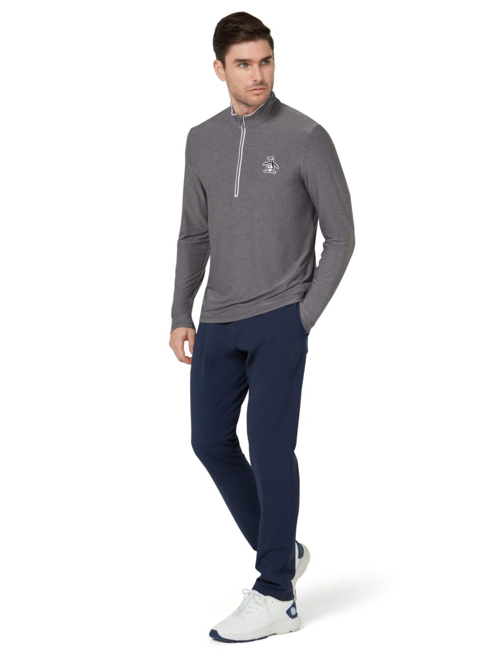 Original Penguin Performance Earl 1/4 Zip Pullover - Quiet Shade Heather - Image 3