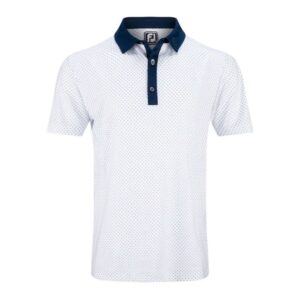 Footjoy 25 Lisle Microflower Polo - White / Navy