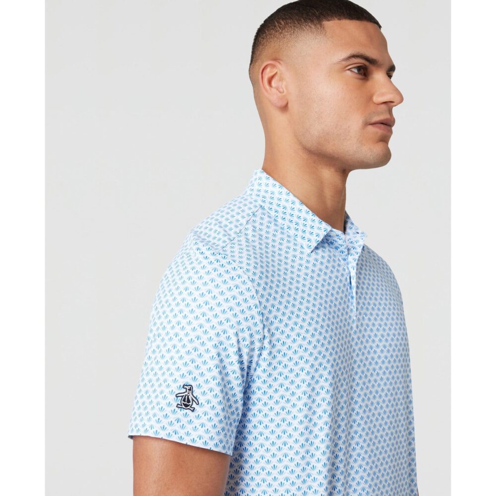 Original Penguin Retro Geo Print Polo - French Blue - Image 4