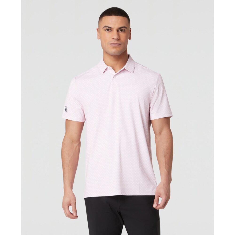 Original Penguin Retro Geo Print Polo - Charm Pink