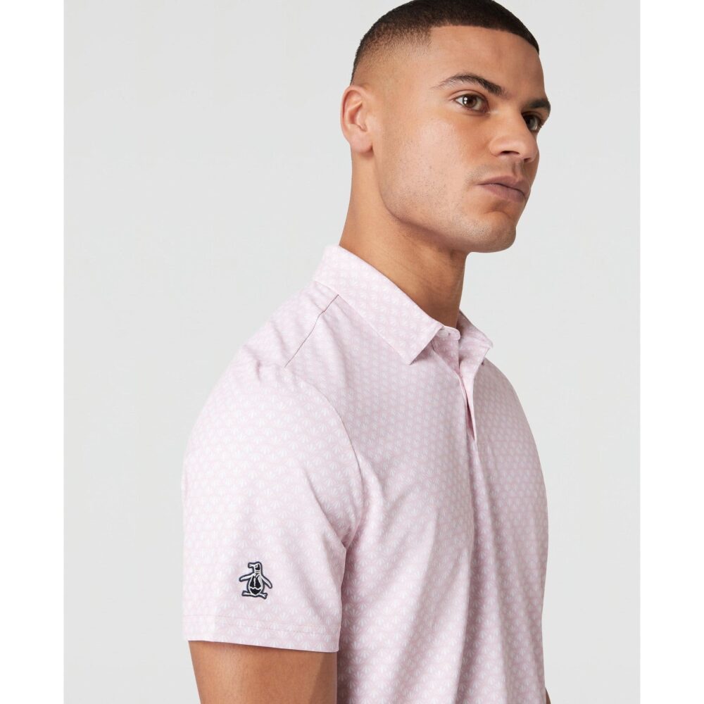 Original Penguin Retro Geo Print Polo - Charm Pink - Image 3