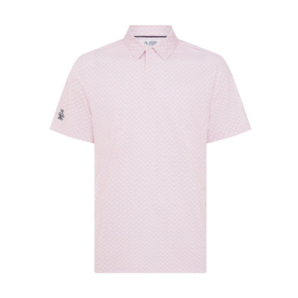 Original Penguin Retro Geo Print Polo - Charm Pink - Image 5