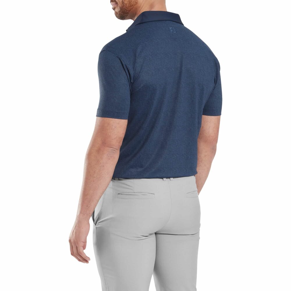 Footjoy 25 Etched Texture Print Lisle Polo - Navy - Image 3