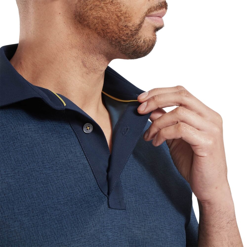 Footjoy 25 Etched Texture Print Lisle Polo - Navy - Image 4