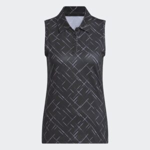 Adidas Women's Ultimate365 Printed Sleeveless Polo - Black