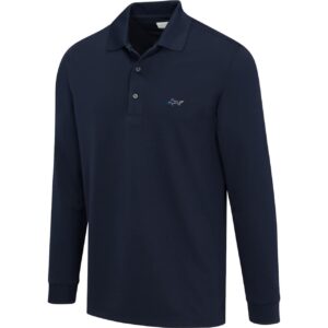 Greg Norman Long Sleeve Pique Polo - Navy